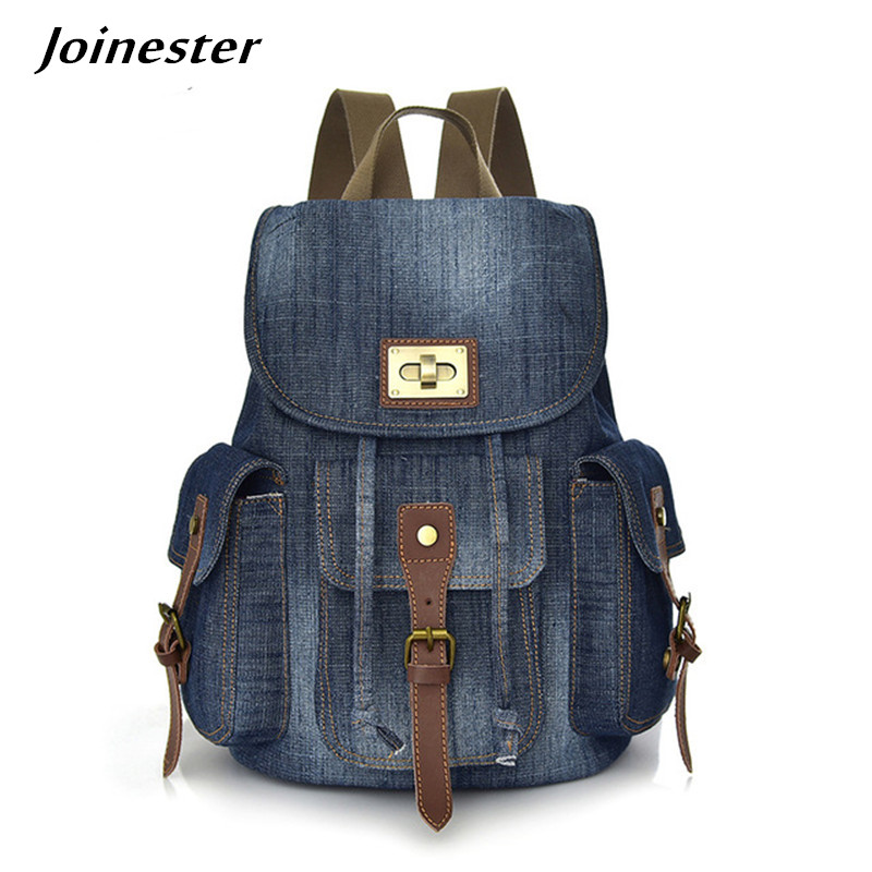 Travel Backpack Anti Theft - Denim Ransel Wanita Mochilas Daypack Wanita